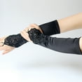 thumbnail image 3 of HTGFGMGW Fancy Gloves for Women 1920s Elegant Flapper Evening Opera Satin Gloves for Women Elbow Length Decorative Gloves WomenBlack, 3 of 9