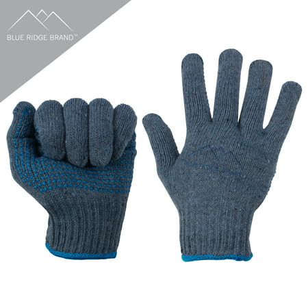 Blue Ridge Brand Natural Cotton Work Gloves - General Purpose PVC Dot Glove - Abrasion Resistant Rubber Grip Gloves - Men's Work