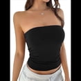 thumbnail image 1 of Tops de Tubo Sin Tirantes para Mujer, Básicos, Sin Espalda, Sin Mangas, Bandeau, Tops Cortos para Salir, Ropa de Verano 2025. Negro M, 1 of 10