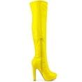 thumbnail image 3 of BLISSFUL STEP Women's Patent Leather Chunky Heel Platform Over Knee Prom High Boots Yellow 7.5, 3 of 7