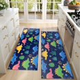 thumbnail image 4 of Kitchen Rugs Sets Of 2,Colorful Dinosaurs Plant Dark Blue Pattern Anti Fatigue Kitchen Mat Rugs Non Slip Washable,Decorative Kitchen Floor Mats for Kitchen,Sink,Laundry,17"X47", 4 of 5