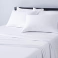 thumbnail image 1 of Juego de sábanas, 4 piezas, tela de punto algodón, suaves, incluye encimera, bajera, funda de almohada, King, blanco, liso, 1 of 4