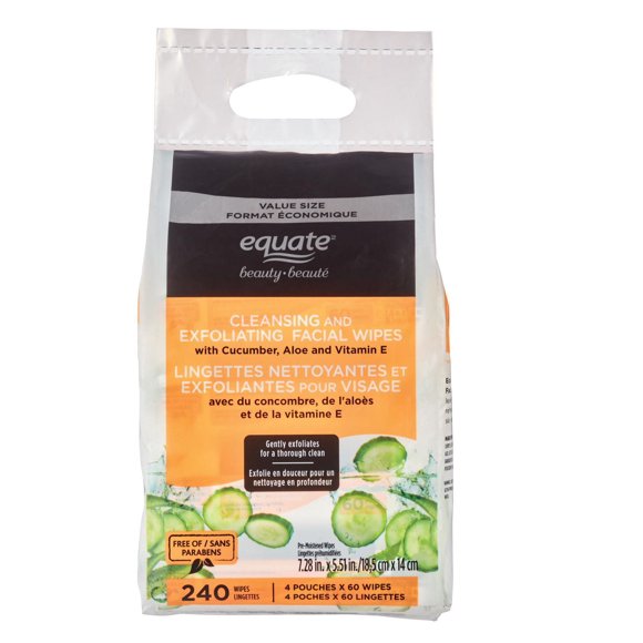 Equate Beauty Cleansing and Exfoliating Facial Wipes 240ct
