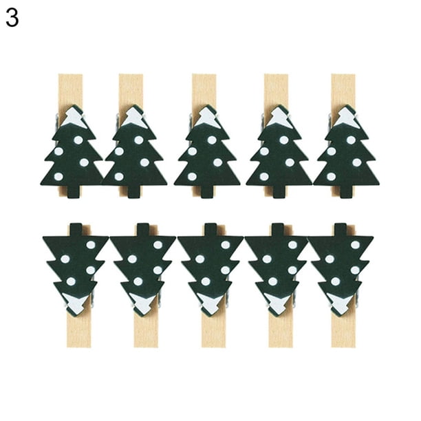 10 Uds árbol de Navidad copo de nieve guante alce foto de madera Clip pinza para la ropa decoración Peg