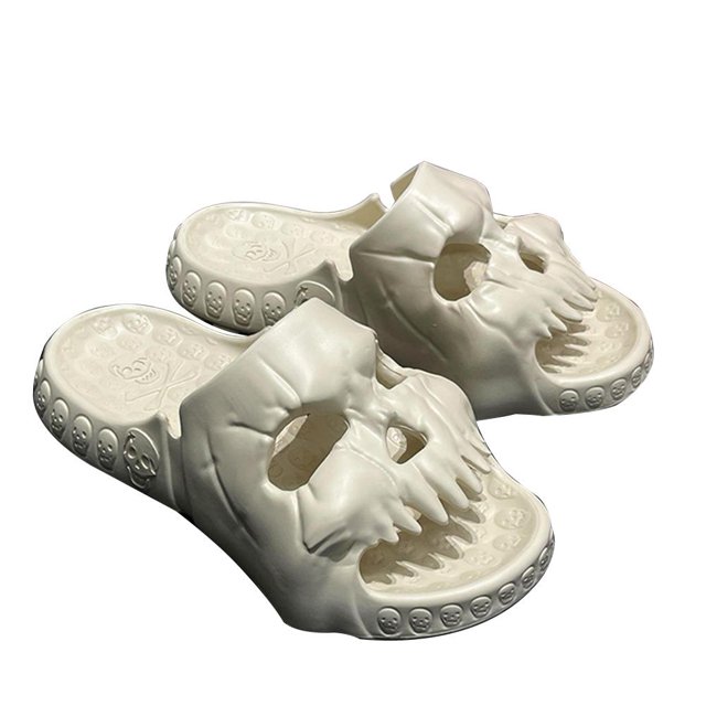 Casa con calavera sandalias verano antideslizantes chanclas punk (40-41 Beige)