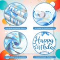 thumbnail image 4 of Blue Theme Banner Floral Design Party Backdrop Cake Pattern Gold Accents Celebration Backdrop for Birthday Party Indoor Decor Party Photography, 4 of 9