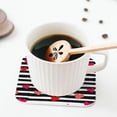 thumbnail image 5 of Lsque Hearts And Lines1 Pattern 4" Drink Coasters Set of 4, PVC Leather Absorbent Coasters, Table Coaster Set Decorative Coffee Cup Coasters Housewarming Gift -Square, 5 of 6