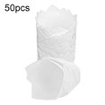thumbnail image 5 of 50 cápsulas para cupcakes con forma de tulipán, cápsulas de papel para hornear con forma de tulipán, moldes para cupcakes y muffins sin blanquear, color blanco., 5 of 5