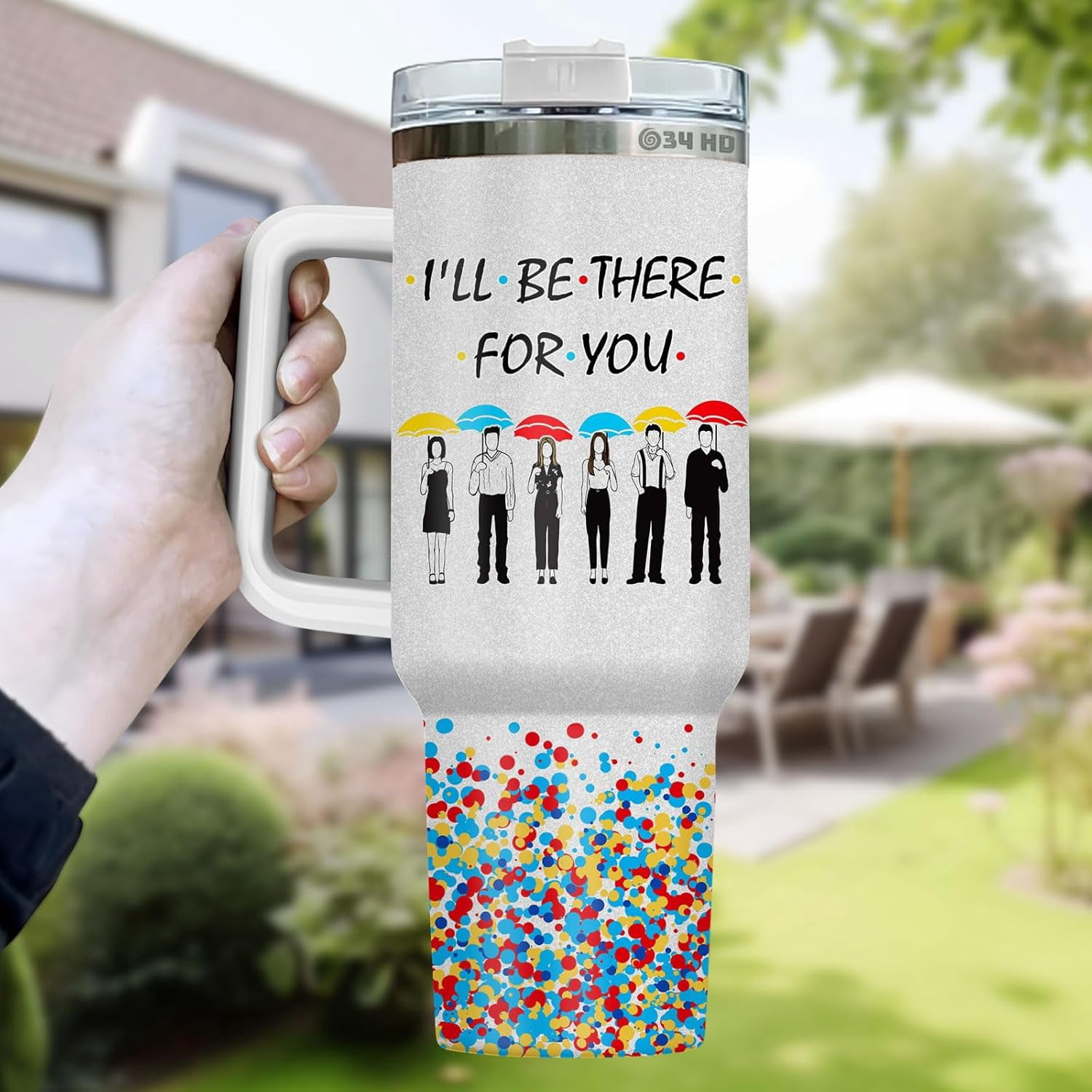 Christmas Gifts for Friends, Friend Tumbler with Handle Straw 40 oz Stainless Steel, Best Friend Cup, Friends Coffee Mug, Birthday Gifts for Women Men