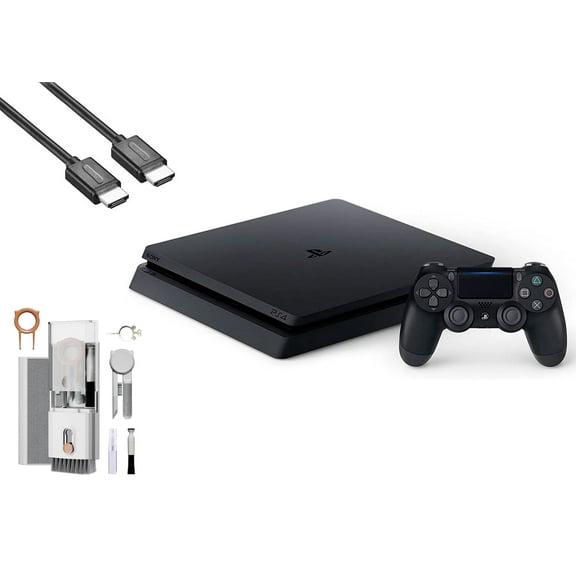 Pre-Owned Sony 2215B PlayStation 4 Slim 500GB Gaming Console Black, HDMI Cable With BOLT AXTION Cleaning Kit Bundle