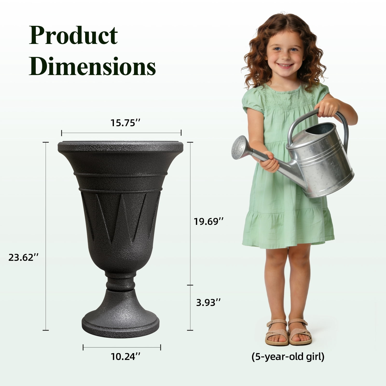 Chiccushion 23.6" Large Urn Planters for Outdoor Plants, Set of 2 Plastic Flower Pot for Wedding Party Bridal Shower Garden Patio Home Decor, Black
