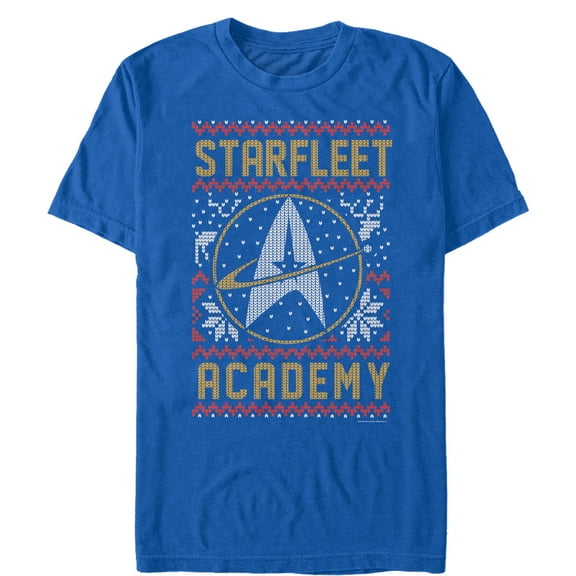 Men's Star Trek: The Next Generation Ugly Christmas Star Fleet Academy Sweater  Graphic Tee Royal Blue Large