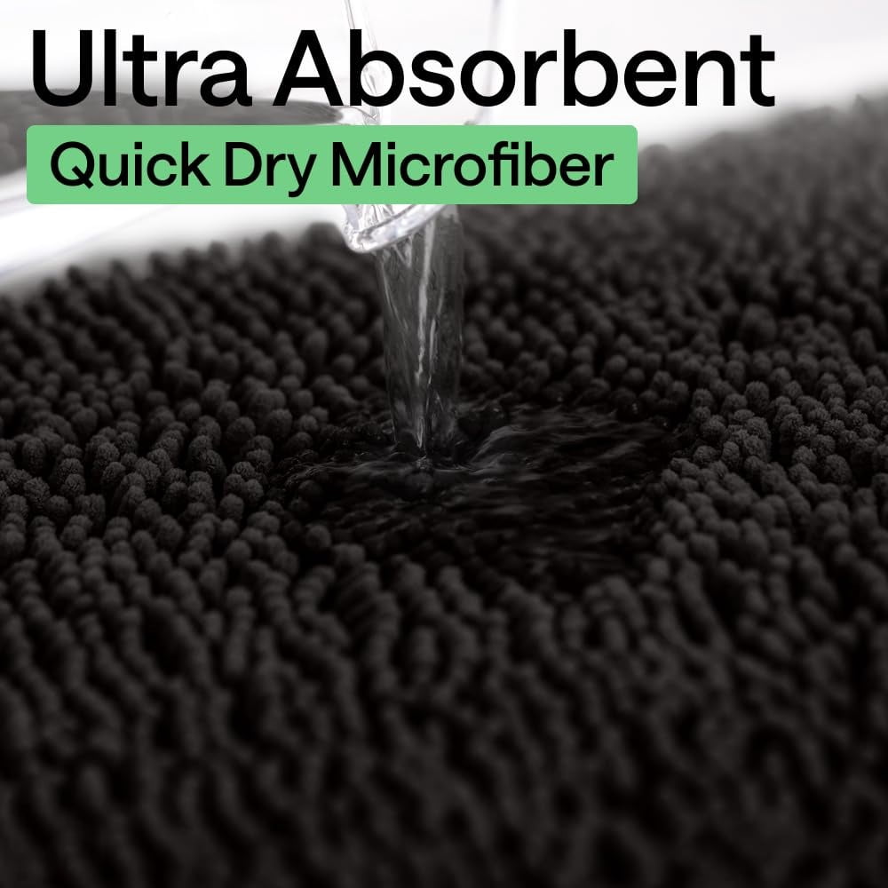 Bath Rug Mat, Thick Soft Absorbent Chenille, Quick Dry Microfiber Mats, Rubber Backing Washable Shower Floor Rugs, US Designed Bathroom Halloween Home Decor Accessories