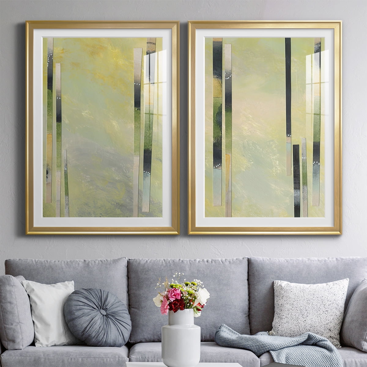 Wexford Home Neutral Assemblage III Premium Framed Print, 30.5" x 42.5" - Ready to Hang, Gold (Set of 2)