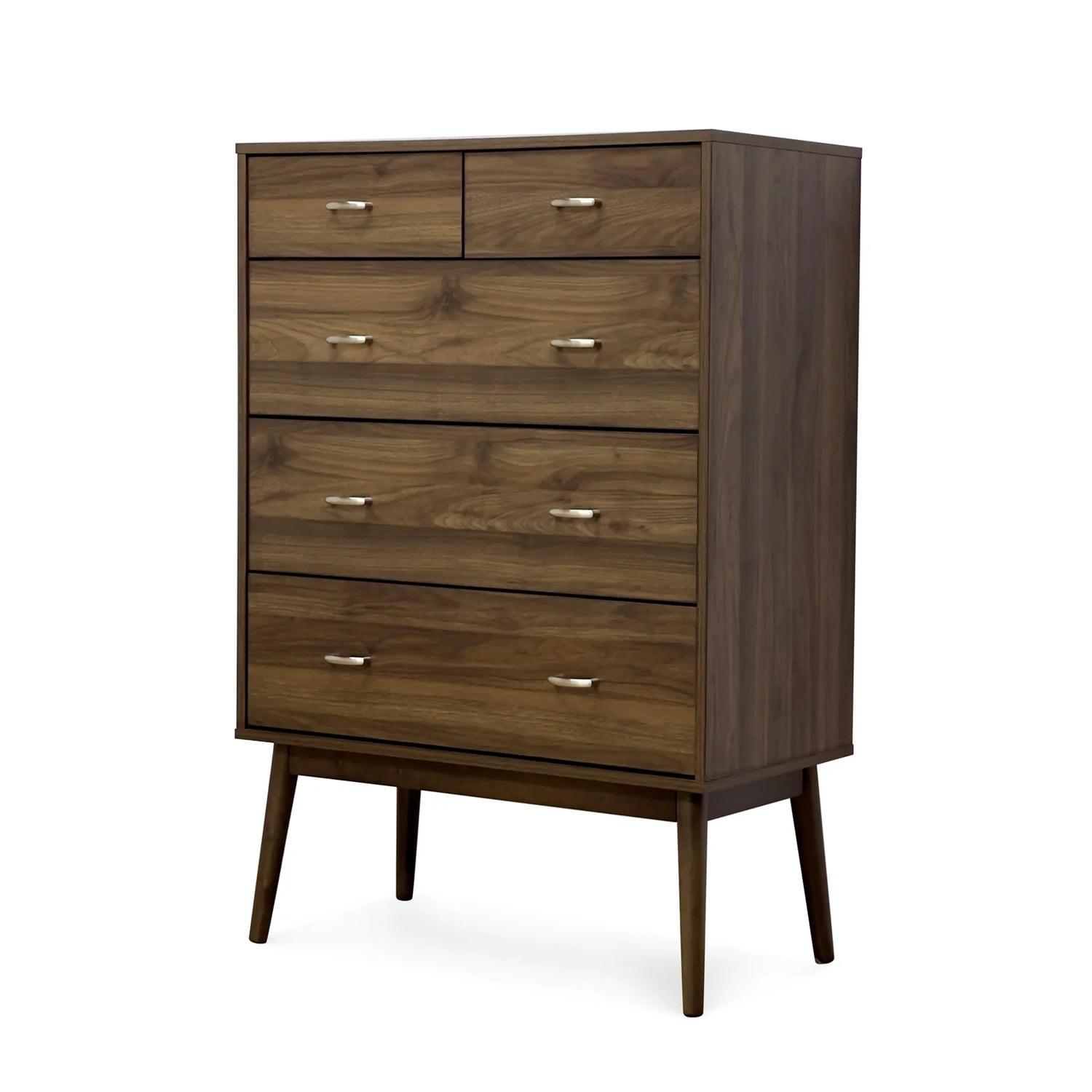 Kadyn 5 Drawer Dresser, Mid Century Drawer Dresser with 5 Drawers, Modern MDF Drawer Chest for Living Room, Columbia Walnut Kadyn 5 Drawer Dresser, Mid Century Drawer Dresser with 5 Drawers, Modern MDF Drawer Chest for Living Room, Columbia Walnut