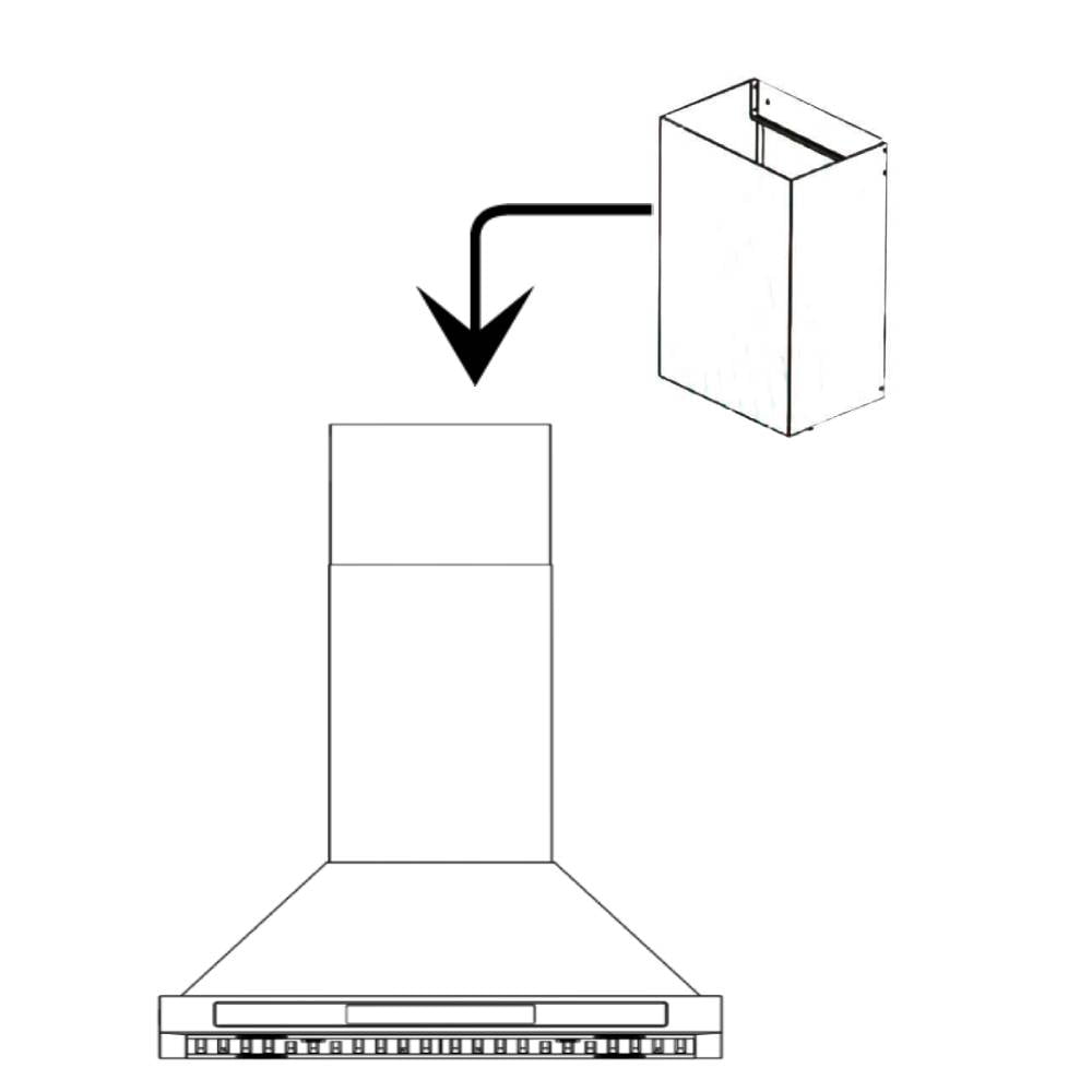 BRANO TW03S Series Flue Extension Kit for 9-10 Ft Ceilings - 15.75 inch Chimney Range Hood Accessory in Stainless Steel (Model: 03SChimney)