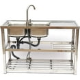thumbnail image 5 of WUZSTAR 2 Compartment Stainless Steel Utility Sink Commercial Kitchen Sink with 2 Drainer & 2 Shelves, 5 of 8