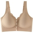 thumbnail image 4 of Arlun,Jelly Front Closure Bras for Women Wireless No Underwire Comfort Convenient Seamless Supportive Plus Size Bralettes Trendy Scalloped Design Full Coverage Bra Khaki XXL, 4 of 9