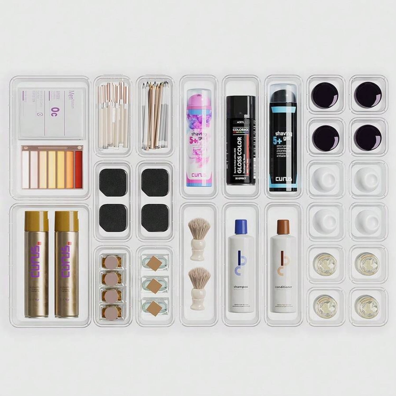 「24/26 Pc Clear Plastic Drawer Organizer Set - Durable PP Material」4 Sizes In Drawer Trays