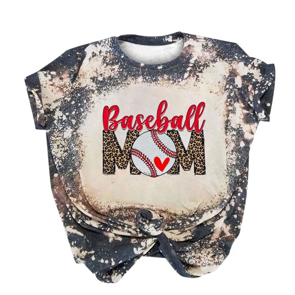 Summer Savings!Womens Summer Tops Clearance,YANHAIGONG Women's Tops Summer Tops for Women Casual Fashion Women's Round Neck Casual Short Sleeve Printed Ladies Tops Blouse