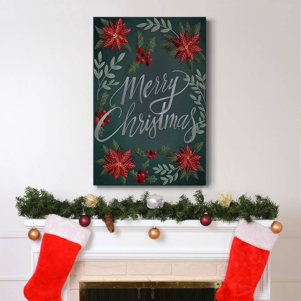 Red Flowers Christmas II- Gallery Wrapped Canvas