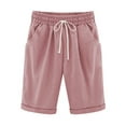 thumbnail image 1 of Frontwalk Ladies Harem Pants Solid Color Bermuda Shorts Straight Leg Short Beach Lounge Bottoms High Waist Trousers Pink XXL, 1 of 2