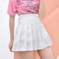 thumbnail image 2 of JINMGG Womens Plus Size Clearance $5 Fashion Women Solid Pleated A-Line Skirt Anti-Burnout High Waist Short Skirt White S, 2 of 9