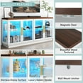 thumbnail image 3 of 66" Coffee Bar Cabinet with Adjustable Shelf & LED Light, Storage Sideboard, 4 Doors Glass Showcase,Glossy White, 3 of 8