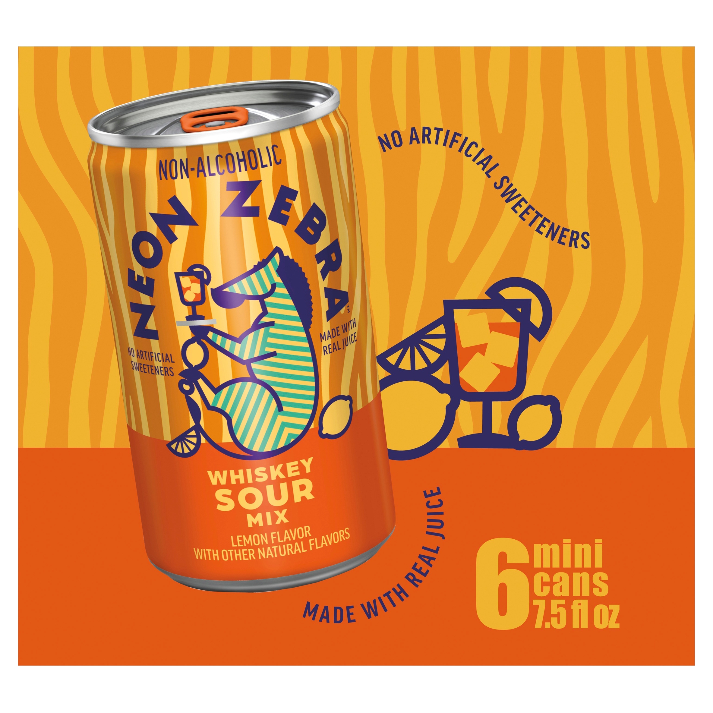 Neon Zebra Whiskey Sour, Cocktail Mixers, No Artificial Sweeteners