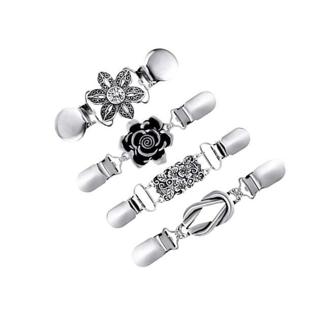 becaristey 4Pcs Fashion Sweater Shawl Clips Cardigan Collar Shirts Dresses Clasps
