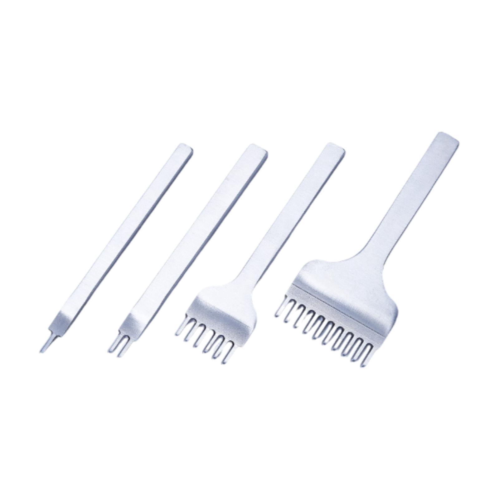 balikha 4Pcs Stitching Punches Kit 1/2/6/10 Prong Comfortable to Hold Smooth Leathercraft Tools Lightweight Stitching Pouch DIY Tools 4mm