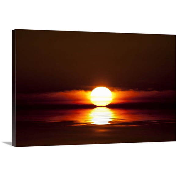 Great BIG Canvas | "Sunset touching the water" Canvas Wall Art - 36x24