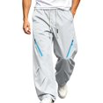 thumbnail image 6 of Lenpel Men's Hiking Pants Trendy Drawstring Low Rise Pants with Zipper Pockets Wide Leg Workout Trousers Fall Clothes(Gray,XX-Large), 6 of 7