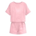thumbnail image 5 of Purcolt Womens Cotton 2 Piece Lounge Set Summer Crewneck Short Sleeve T Shirts and Shorts Outfits Comfort Loose Fit Beach Vacation Matching Set, 5 of 7