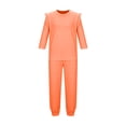 thumbnail image 3 of HBGVBA Kids 2 Piece Set Solid Color Ruffle Sleeve Crewneck Top with Pocket and Pants Casual Winter Loungewear for 4-13 Years, 3 of 5
