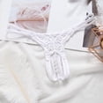 thumbnail image 3 of Soft Comfy Pearl Embellished Trendy Lace Sexy Briefs Thongs for Women White One Size, 3 of 3