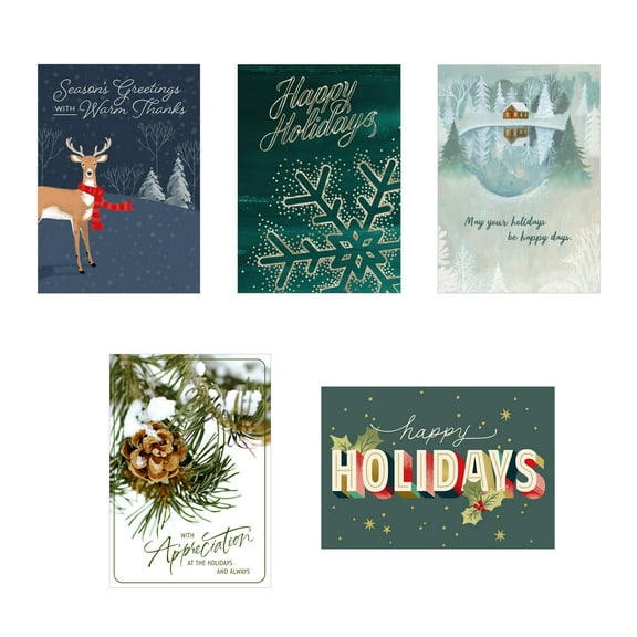 Hallmark Business Bulk Assorted Happy Holidays Cards (Season's Greetings), 100 Pack