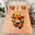 thumbnail image 2 of Homewish Highland Bull 4 Pieces Queen Sheet Sets for Female Men,Chic Floral Sunflowers Ultra Soft Flat Sheet,Farmhouse Animal Queen Fitted Sheet,Luxury Bedroom Decor, 2 of 7