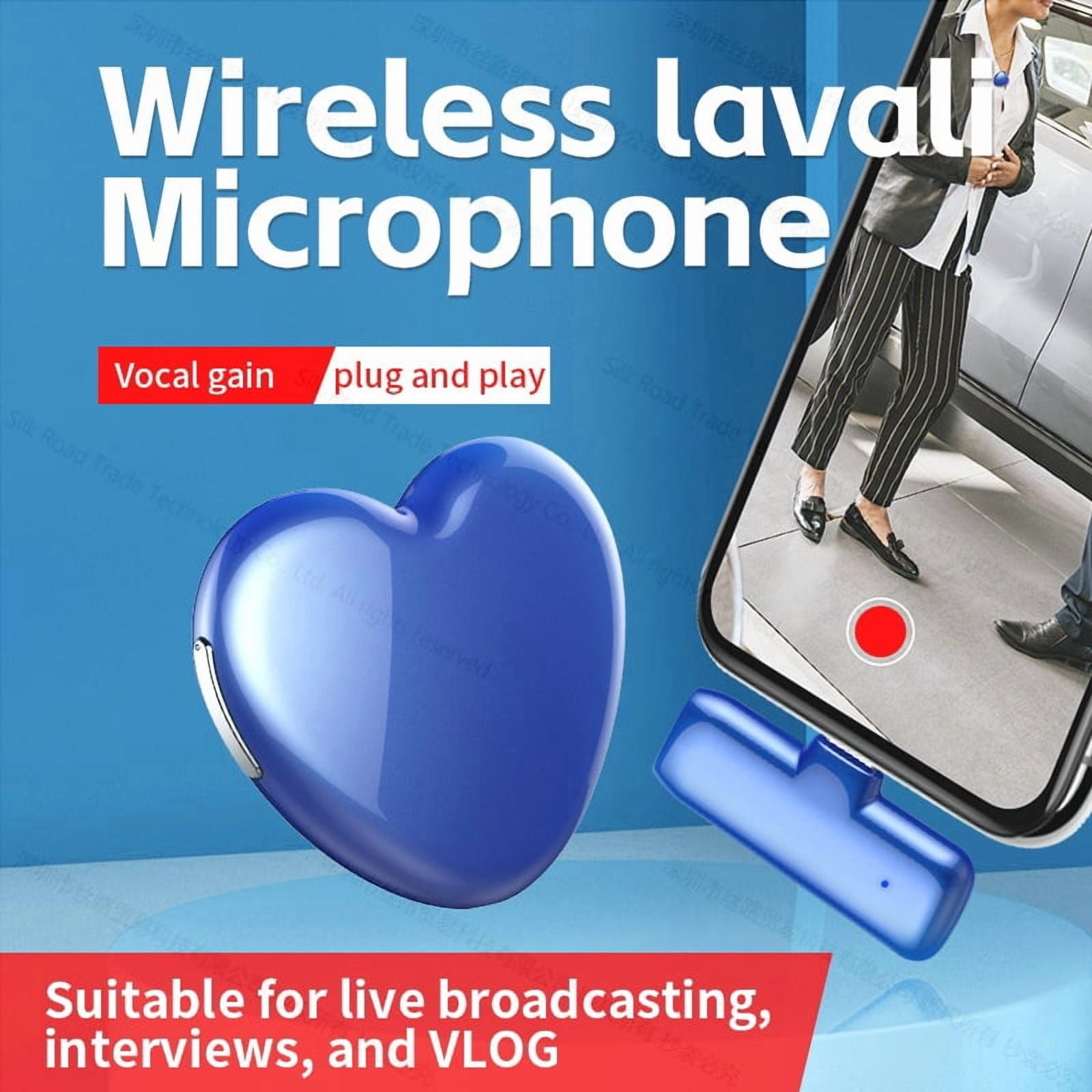 JNN B6 HD Intelligent Noise Reduction Wireless Lavalier Microphone Mic Heart-shaped Stream Receiver with clip for Android device 1-1
