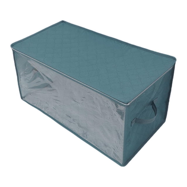 Billuyoard Bolsa de almacenamiento de ropa para el hogar, contenedor organizador plegable para mantas, edredones, azul Almacenamiento y organización del hogar