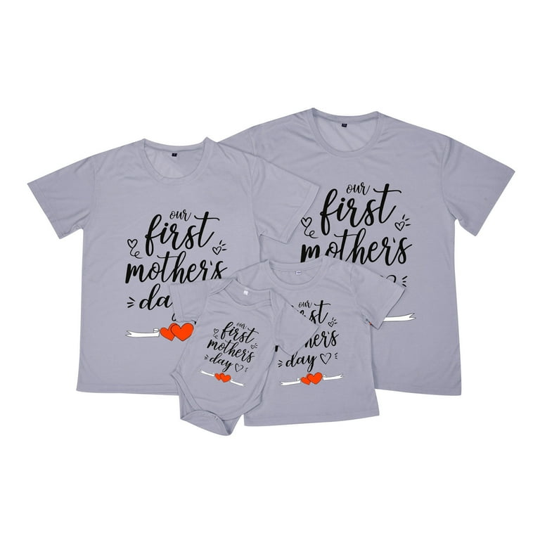 Mothers Day Gifts Family Matching Outfits Mama Papa Mini Letter T Shirts Tops Mother Father Baby Photoshoot Clothes Set Family Matching Outfits