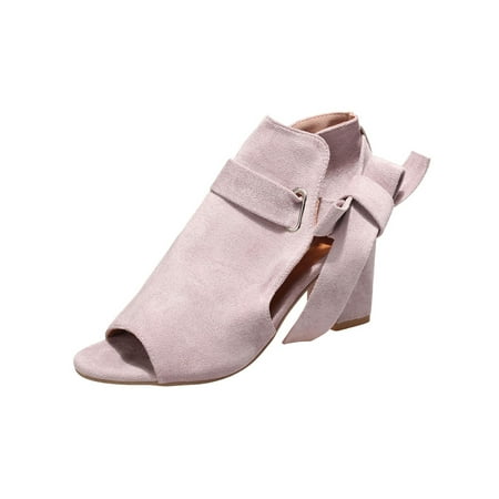 

Tenmix Women Heeled Sandals Summer High Heels Chunky Heel Sandal Peep Toe Pump Shoes Ladies Bow Fashion Dress Shoe Gray 5