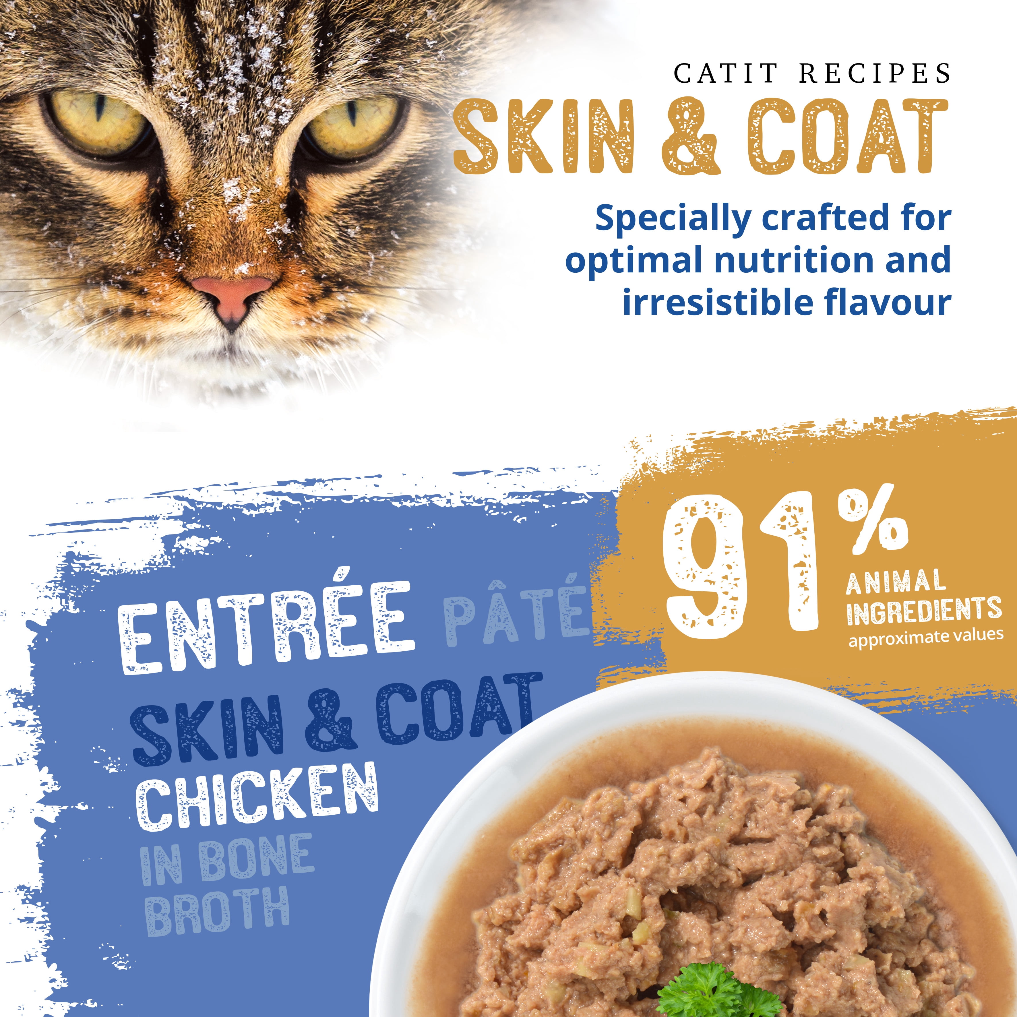 Catit Recettes Entree de poulet et de fruits de mer pour peau et pelage 85 G
