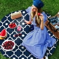 Blue Moroccan Geometric Round Waterproof Tablecloth Picnic Decorative ...