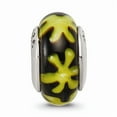thumbnail image 2 of Fancy Bead White Sterling Silver Glass 13.64 mm 7.27 Reflections Yellowithblack Hand-Blown Bead, 2 of 3
