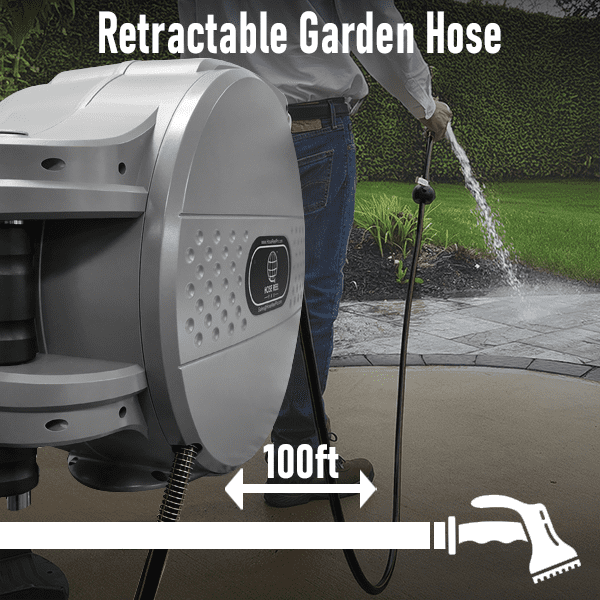 Hose Reel Pro 100ft Garden Hose Reel in Black