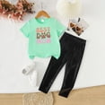 thumbnail image 2 of KPOPLK Toddler Baby Girl Clothes Baby Girl Outfits Short Sleeve Round Neckline Graphic Print Top Pants 2PCS Set 3t 4t 5t 6t 7t Size 4 Years,Light Blue, 2 of 4