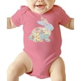 thumbnail image 3 of Ink Printed Image NOT a Quilt Patch - Easter Floral Bunny Faux Patchwork Baby Bodysuit Mauve Bodysuit 12 Months, 3 of 7