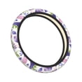 thumbnail image 3 of YFYANG Universal Elastic Watercolor Purple Floral Pattern Car Steering Wheel Cover, Non-Slip Sweat Absorbent, 3 of 8