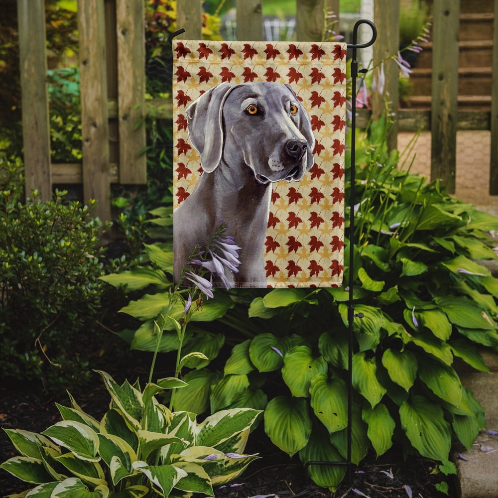 Weimaraner Fall Leaves Portrait Garden Flag